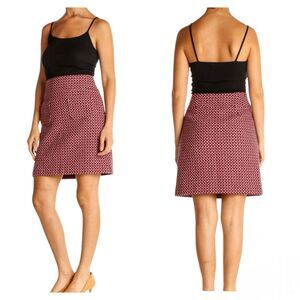 LOFT Size 14 Wool A-Line Tweed Pastel Mini Skirt Pockets Cross Stitch Pink Lined